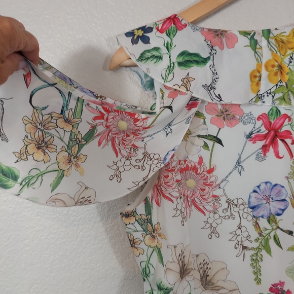 NWOT Parker New York Sangria Cold Shoulder Floral Ruffle Dress  S - Picture 11 of 16